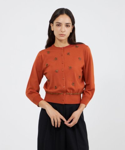 ビジューエンブロイダリー ニットカーディガン