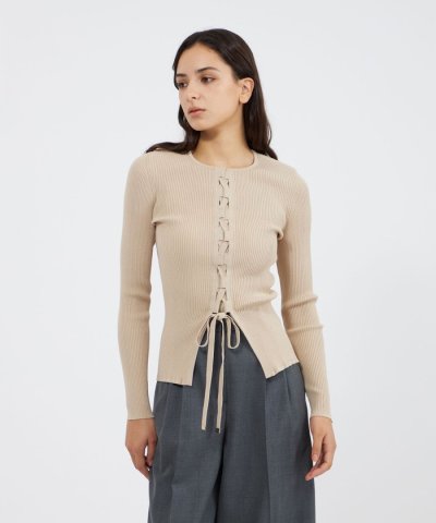 レースアップニット プルオーバー