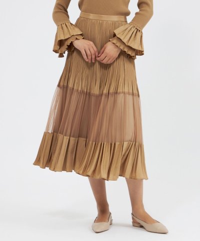 チュールコンビタフタ プリーツスカート