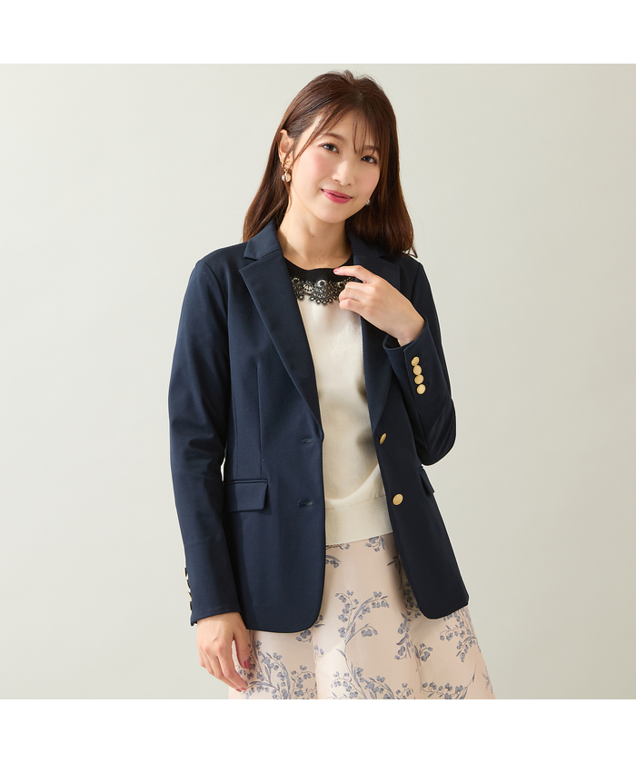 【新品タグ付き 】50000→ローズティアラ ツイードジャケット　卒業式入学式 Alotta 入学式卒業式に！フリンジ使いツイードノーカラー