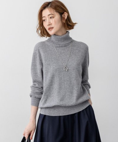 【見上愛さん着用/洗える】ピュアカシミヤ タートルネック ニット