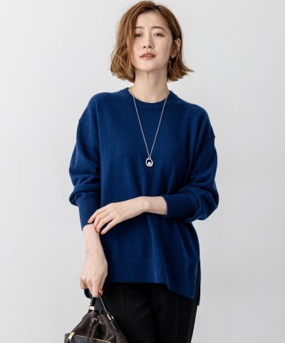 【洗える】ピュアカシミヤ クルーネック ニット