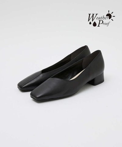 撥水レザーパンプス