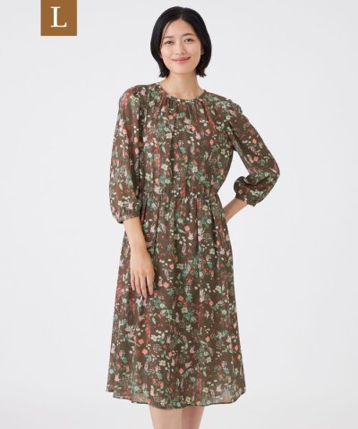 【L】【ウォッシャブル】BOHOプリントワンピース