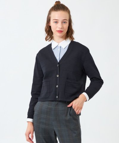 ラメボーダーVネックカーディガン