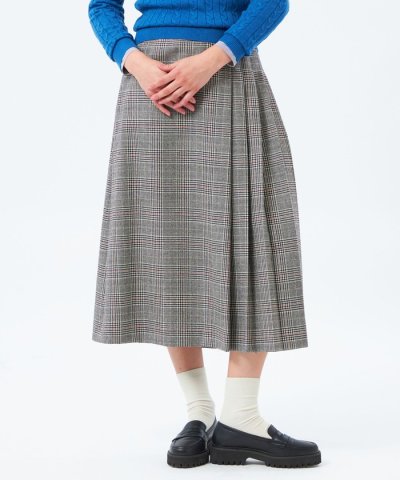 サイドプリーツチェックツイードスカート