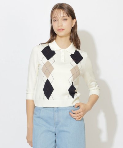 【WEB限定】コットンブレンドアーガイルニット