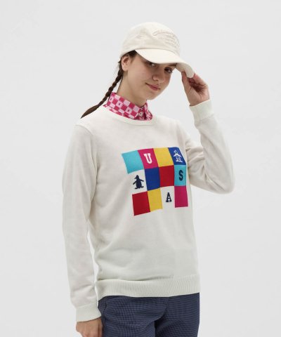 マンシングウェア Munsingwear ブロッキングジャカードクルーネックセー