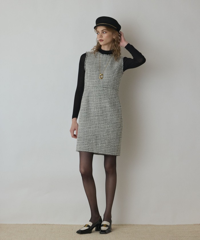 GRACECONTINENTAL ツイードタイトワンピース ホワイト 38