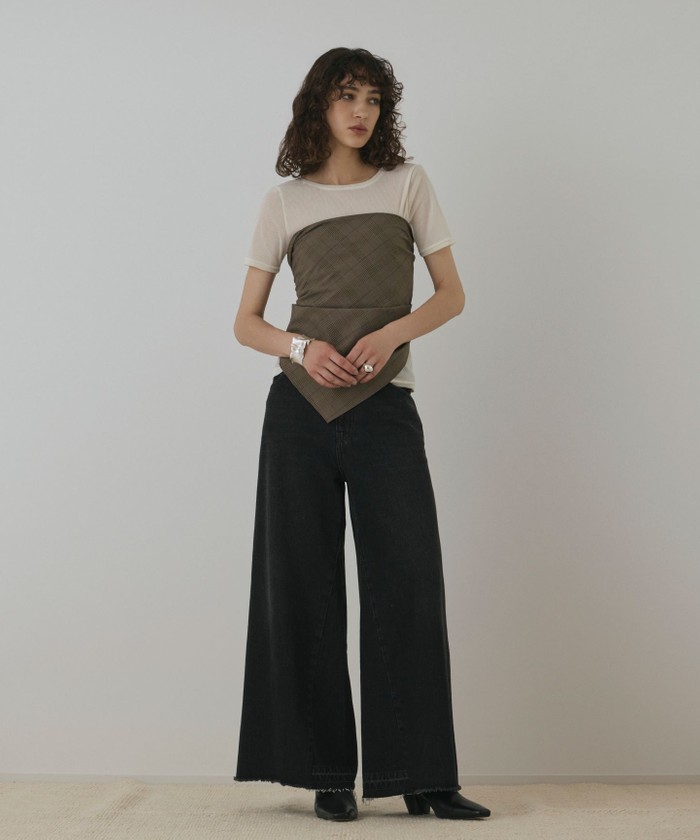 GRACECONTINENTAL ハイウエストバギ−デニム ブラック 38 GRACECONTINENTAL ハイウエストバギ−デニム ブラック 38