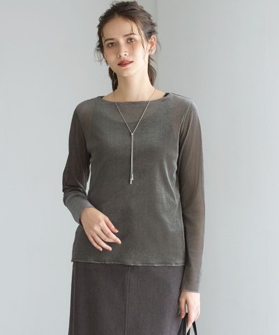 【SLOW/一部店舗限定】ブラッシュドチュール メッシュベロア カットソー