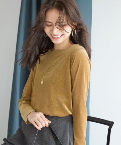 【SLOW/一部店舗限定】ブラッシュドチュール メッシュベロア カットソー