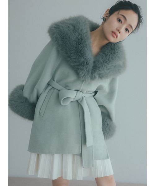 SNIDEL スナイデル　ファーケープコート【OWHT】 ファー付きミドルケープコート(コート)｜アウター｜SNIDEL(スナイデル