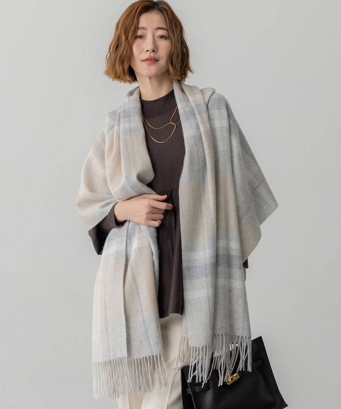 【新品】GALERIE VIE カシミヤチェックストール ベージュ系¥52800 新品】GALERIE VIE カシミヤチェックストール ベージュ系¥52800