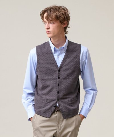 【ストレッチ / イージーケア】【FLEX YARN】ハイゲージ ニットベスト