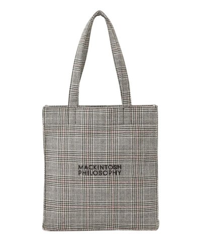 チェックツイードロゴトート