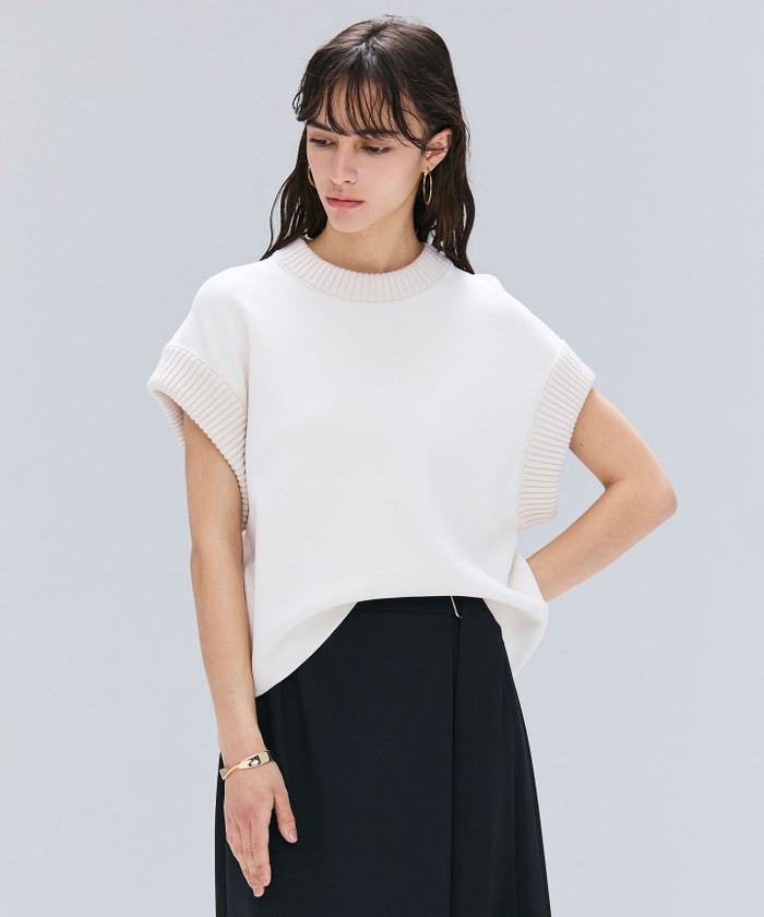 BEIGE 【洗える】LAURA / ドライタッチ異素材リブニット ECRU 32 BEIGE 【洗える】LAURA / ドライタッチ異素材リブニット ECRU 32