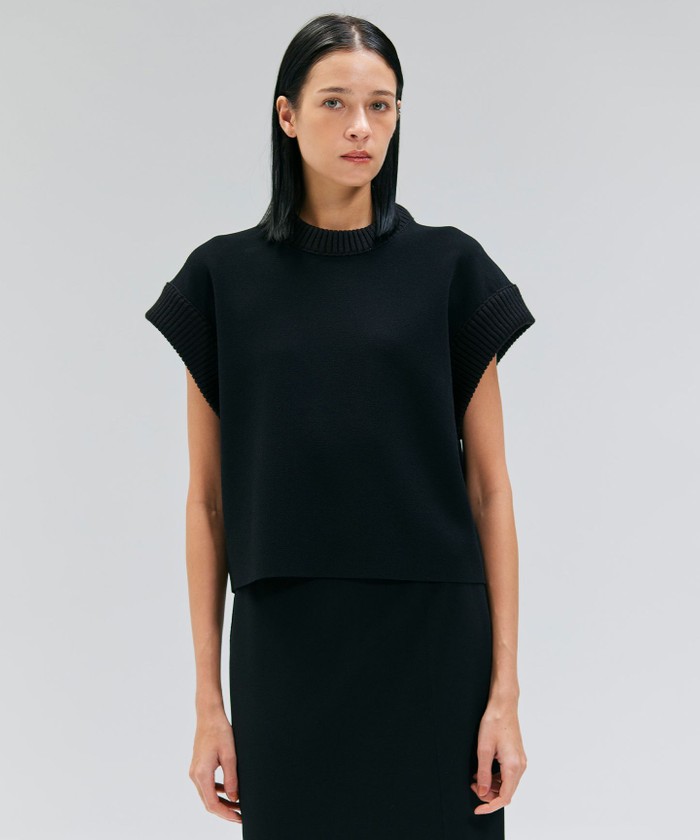 BEIGE 【洗える】LAURA / ドライタッチ異素材リブニット BLACK 4 BEIGE 【洗える】LAURA / ドライタッチ異素材リブニット BLACK 4