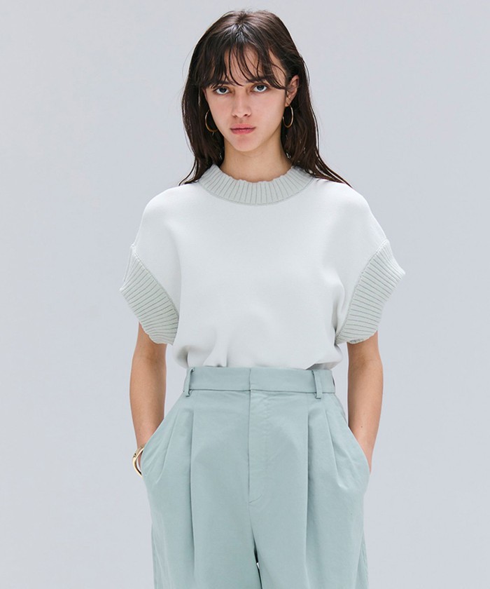 BEIGE 【洗える】LAURA / ドライタッチ異素材リブニット L. SAGE 4 BEIGE 【洗える】LAURA / ドライタッチ異素材リブニット L. SAGE 4