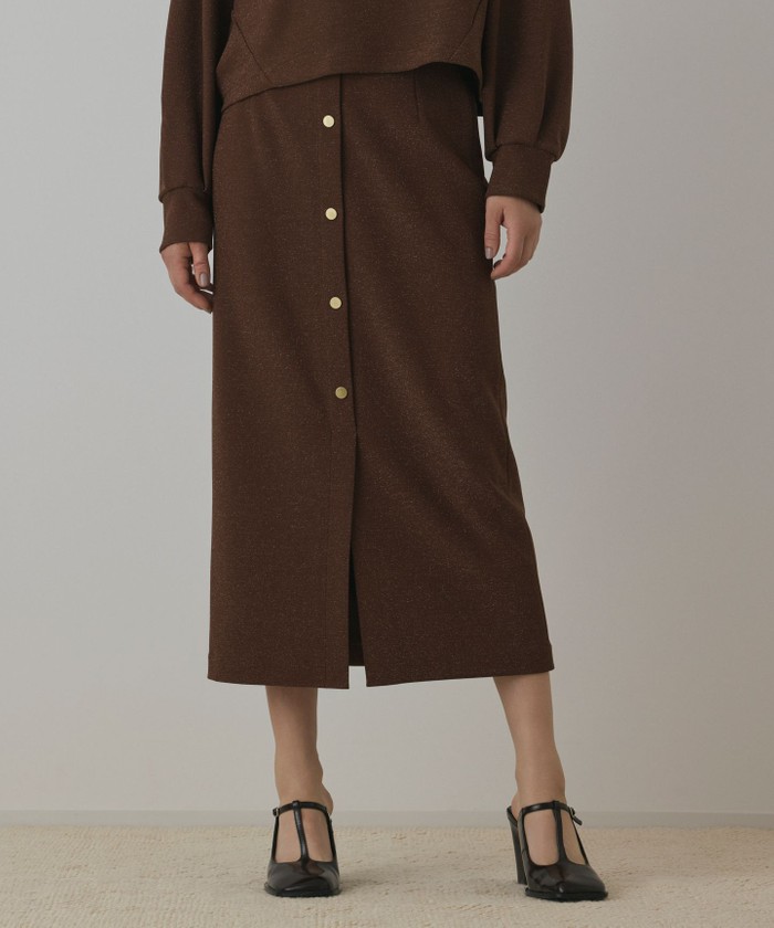 GRACECONTINENTAL ラメカットスカート ブラウン 36