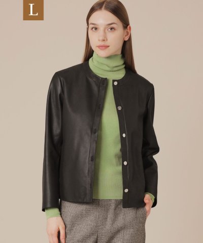 【L】ノーカラーレザージャケット