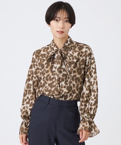 【カタログ掲載品】【マシンウォッシャブル】パンサープリントボウタイブラウス