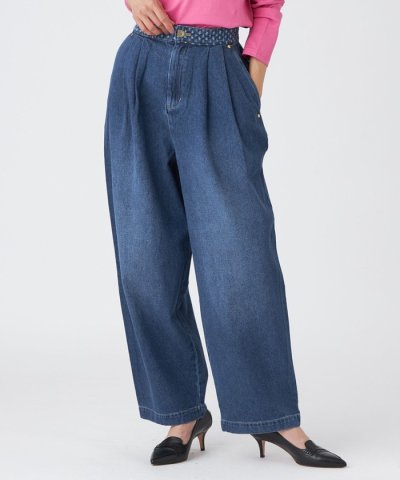 【カタログ掲載品】【マシンウォッシャブル】パンチングデニムコンビタックバレルパン