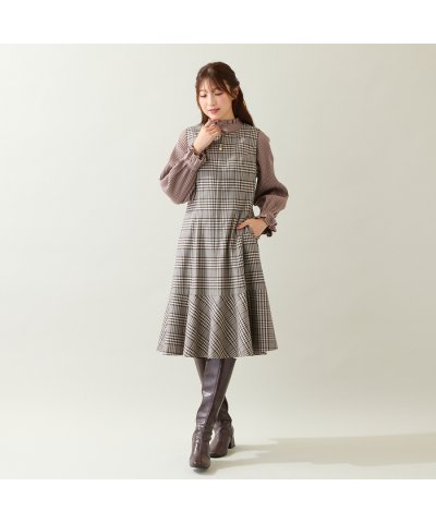 MIXチェックジャンパースカート