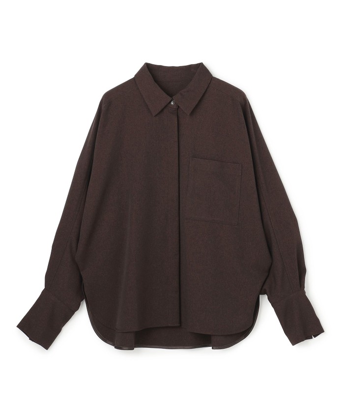UNCRAVE 【ハンドウォッシャブル】ウォッシャブルウールライクツイル ドルマンシャツ ブラウン 1 UNCRAVE 【ハンドウォッシャブル】ウォッシャブルウールライクツイル ドルマンシャツ ブラウン 1