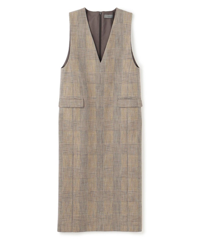 UNCRAVE グレンチェック ワンピース ブラウンチェック 2