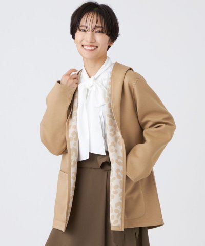 【リバーシブル】【ウォッシャブル】レオパードダンボールフーデッドコーディガン