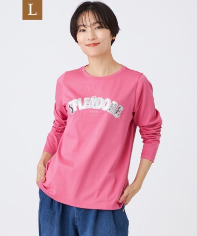 【L】【カタログ掲載品】【ウォッシャブル】スパンコールロゴプルオーバーカットソー