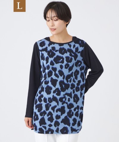 【L】【ウォッシャブル】ジオメトリックパンサーチュニックカットソー