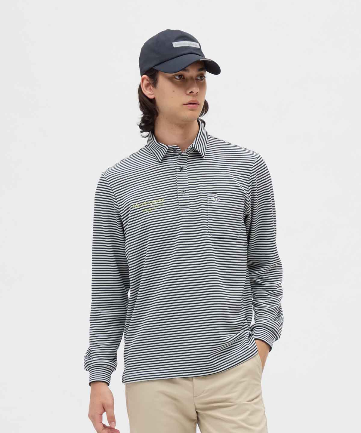 Munsingwear(ings) マンシングウェア Munsingwear HEAT NAVI ボーダー台衿付き長 ブラック L Munsingwear(ings) マンシングウェア Munsingwear HEAT NAVI ボーダー台衿付き長 ブラック L