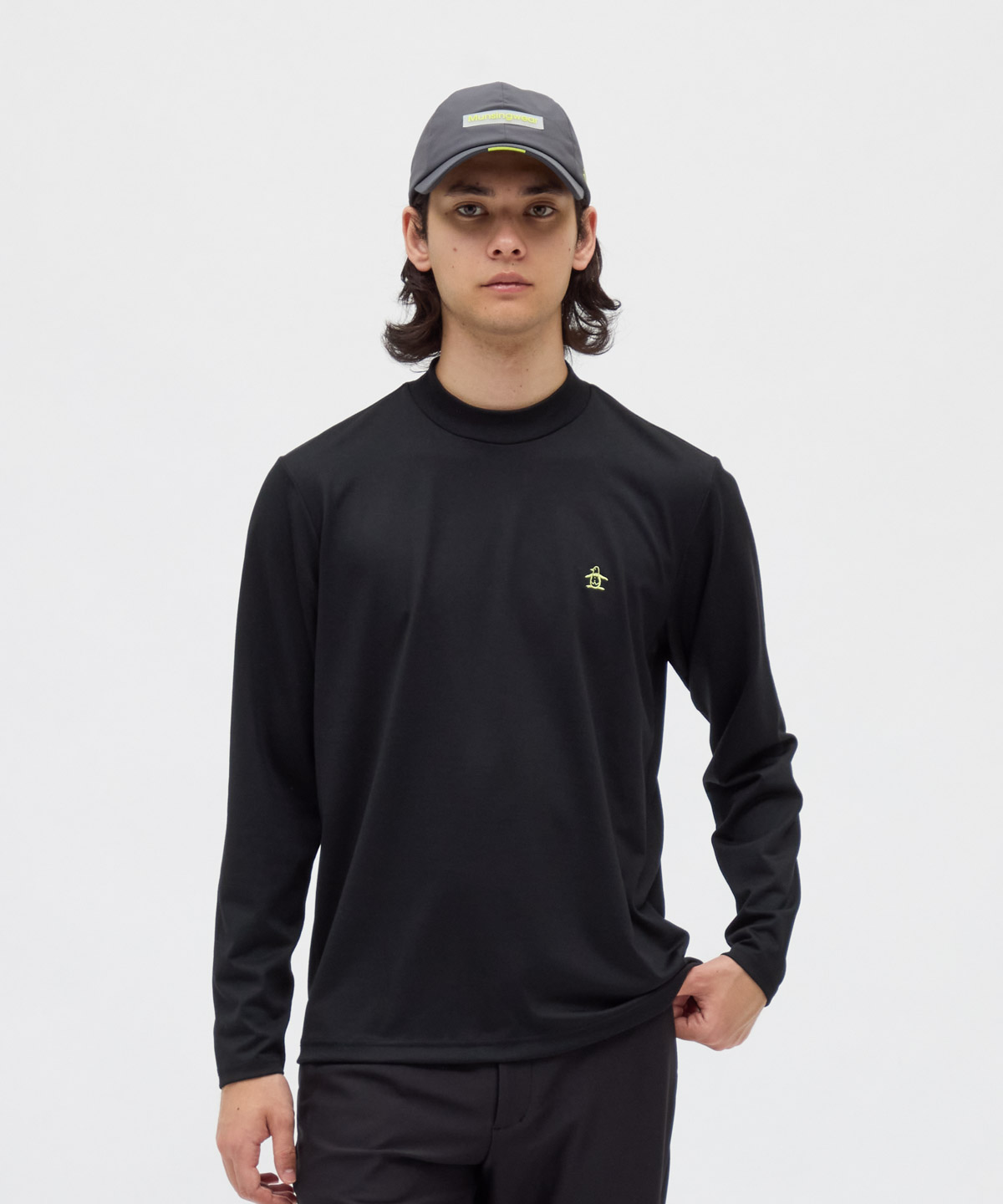 Munsingwear(ings) マンシングウェア Munsingwear ストレッチ毛混天竺長袖モックネックシャ ブラック L Munsingwear(ings) マンシングウェア Munsingwear ストレッチ毛混天竺長袖モックネックシャ ブラック L