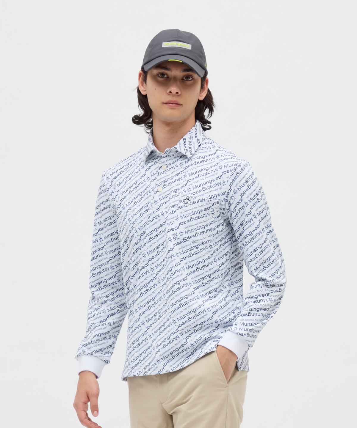 Munsingwear(ings) マンシングウェア Munsingwear HEAT NAVI ロゴ総柄プリント台 ホワイト LL Munsingwear(ings) マンシングウェア Munsingwear HEAT NAVI ロゴ総柄プリント台 ホワイト LL