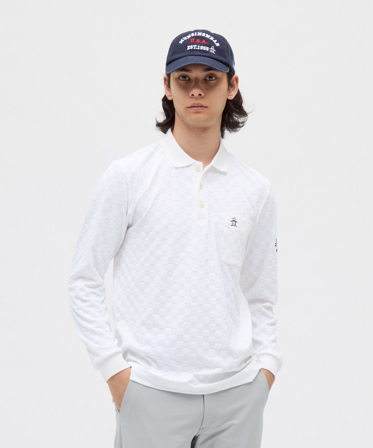 【新品】マンシングウェア ストレッチリンクスジャガード長袖ポロシャツ吸汗速乾UV Munsingwear ストレッチリンクスジャガード長袖ポロシャツ
