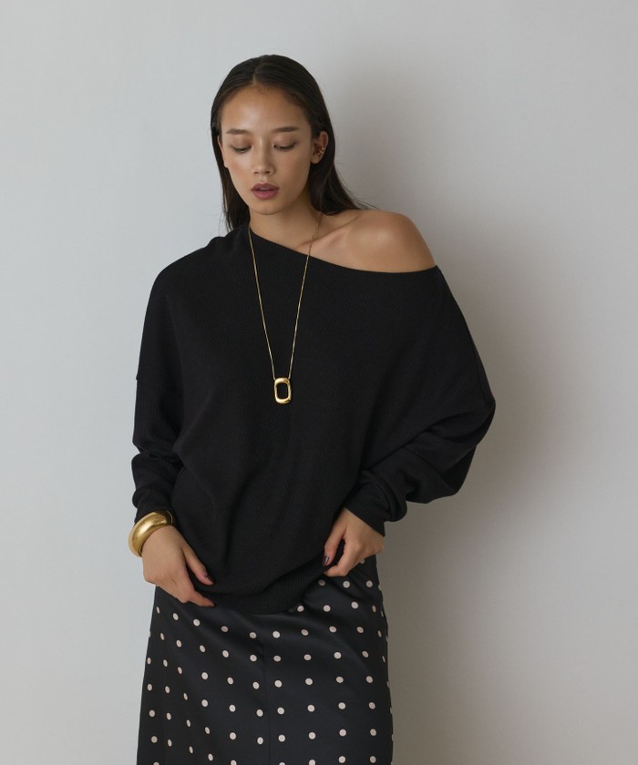 GRACECONTINENTAL アシメテレコカットトップ ブラック 36