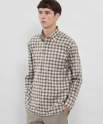 ピーチチェックボタンダウンシャツ