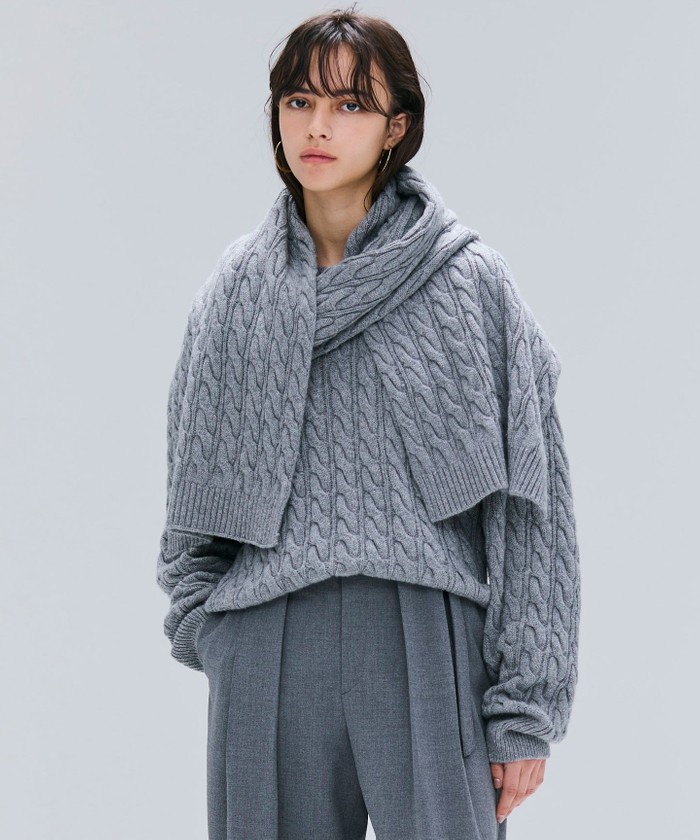 BEIGE 【洗える】SEDONA / ウールカシミヤケーブルストール GRAY F BEIGE 【洗える】SEDONA / ウールカシミヤケーブルストール GRAY F