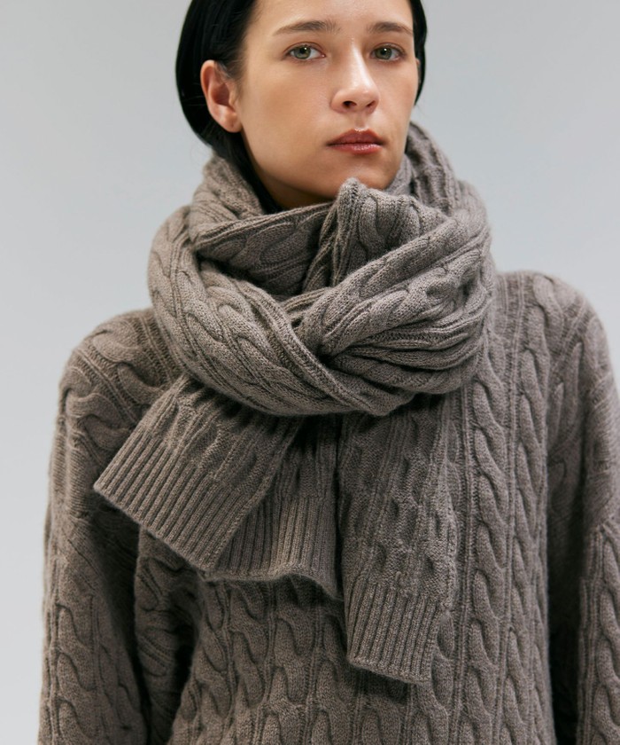 BEIGE 【洗える】SEDONA / ウールカシミヤケーブルストール TAUPE F BEIGE 【洗える】SEDONA / ウールカシミヤケーブルストール TAUPE F