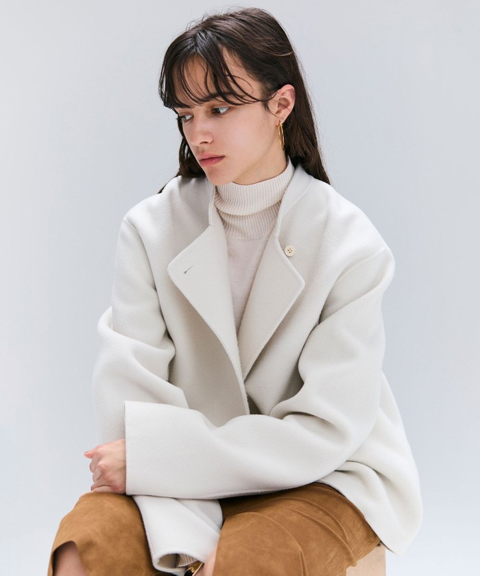 BEIGE 【andGIRL 秋号掲載】LEMOORE / ウールリバースタンドカラーショー BONE 4 BEIGE 【andGIRL 秋号掲載】LEMOORE / ウールリバースタンドカラーショー BONE 4