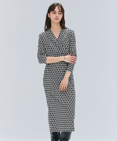 【洗える】MODESTO / ジャージーストレッチカシュクールドレス