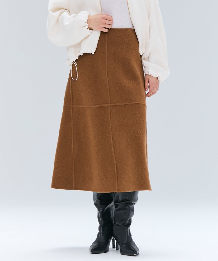 BEIGE LEMOORE / ウールリバーAラインスカート CARAMEL 4 BEIGE LEMOORE / ウールリバーAラインスカート CARAMEL 4