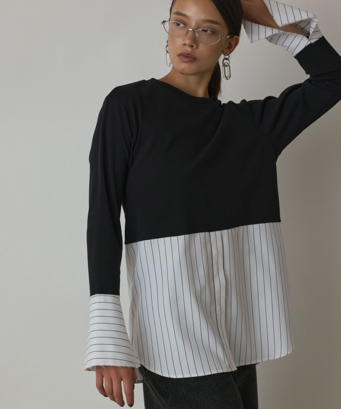 GRACECONTINENTAL レイヤードカットトップ ブラック 36 GRACECONTINENTAL レイヤードカットトップ ブラック 36