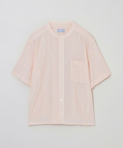 GREY LABEL ストライプバンドカラー半袖シャツ