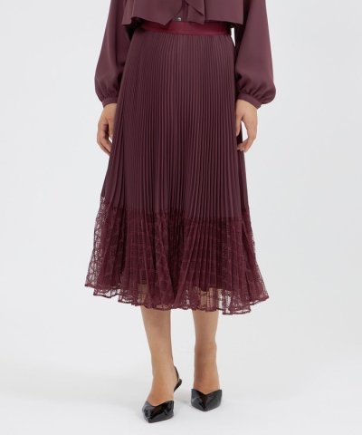 レースコンビパウダリージョーゼット プリーツスカート