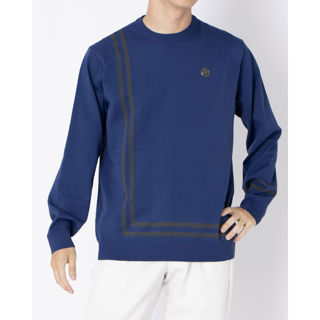 LANVINSPORT ランバン スポール LANVIN SPORT リサイクルポリエステルクルーネック ネイビー 42 LANVINSPORT ランバン スポール LANVIN SPORT リサイクルポリエステルクルーネック ネイビー 42