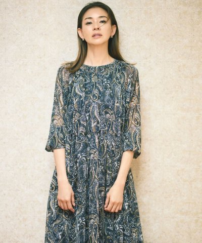 【SHIHOさん着用・洗える】ペイズリープリント ワンピース