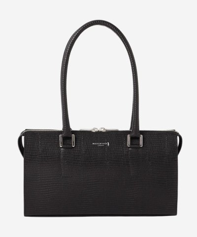 リザード型押しレザーボストンバッグ